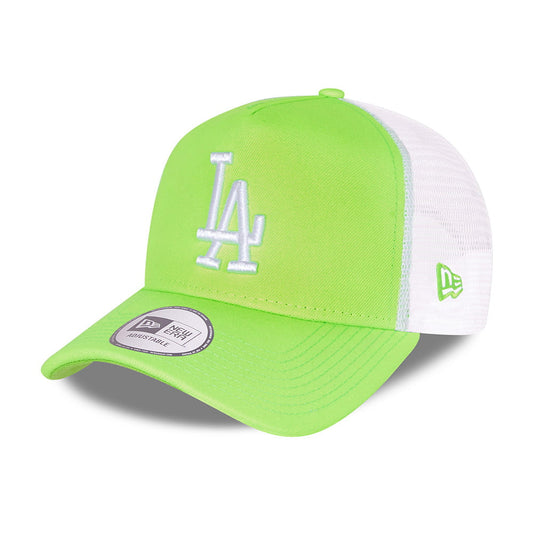 Gorra Trucker A-Frame MLB Tonal Mesh L.A. Dodgers de New Era - Verde Neon-Blanco