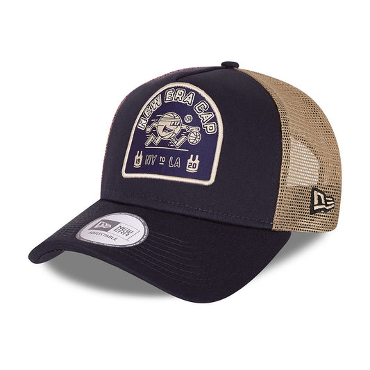 Gorra Trucker Sports Patch A-Frame de New Era - Azul Marino-Gris Piedra