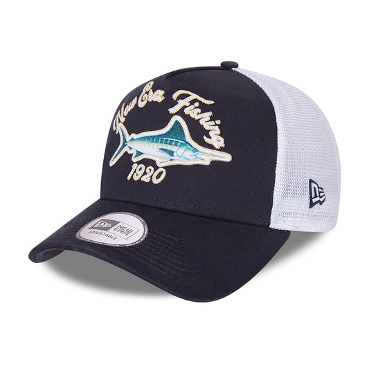 Gorra Trucker NE Fishing A-Frame de New Era - Azul Marino
