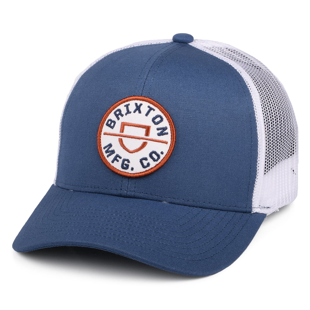 Gorra Trucker Crest NetPlus MP de Brixton - Azul Pizarra-Blanco