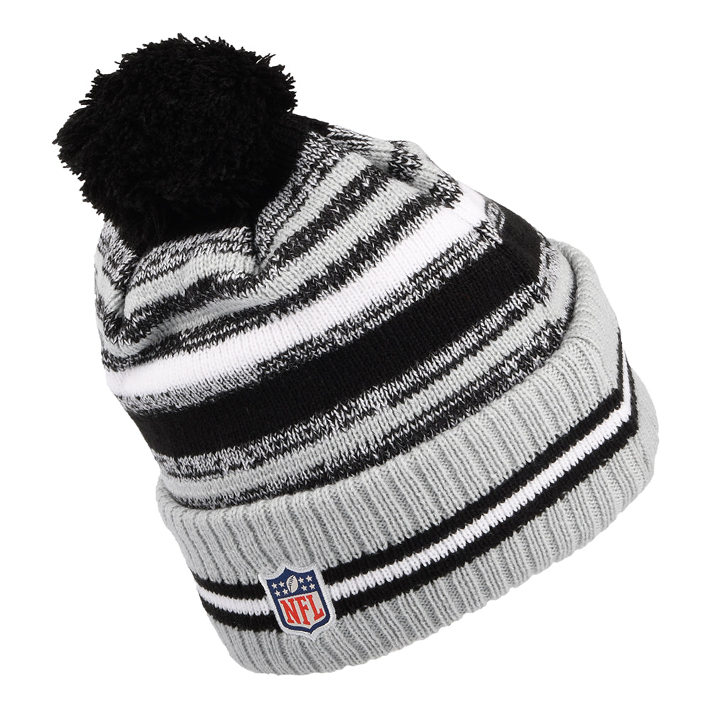 Gorro con pompón NFL Sport Knit OTC Las Vegas Raiders de New Era - Negro-Gris