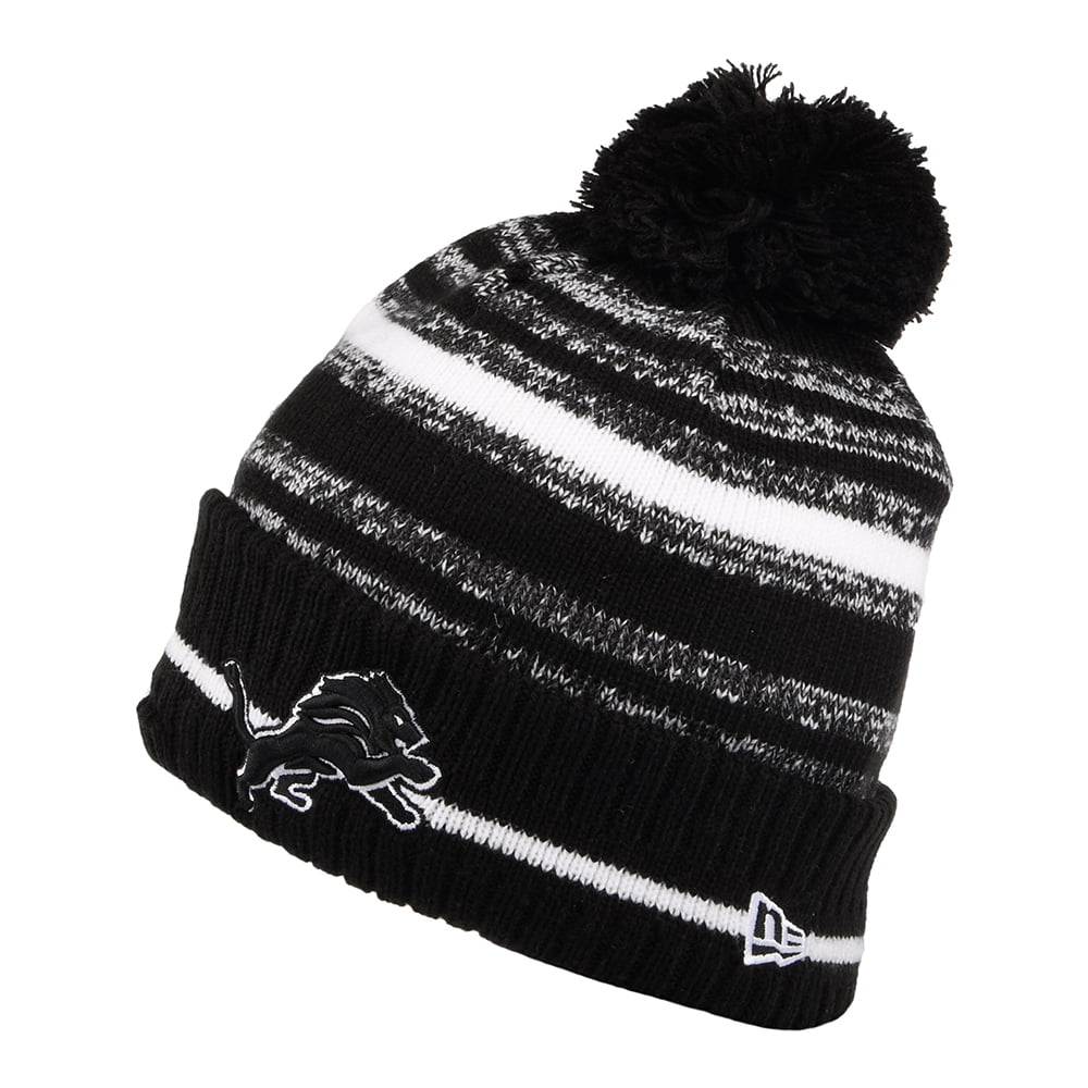 Gorro con pompón NFL Sport Knit - Detroit Lions de New Era - Negro-Blanco