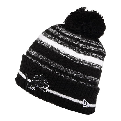 Gorro con pompón NFL Sport Knit - Detroit Lions de New Era - Negro-Blanco