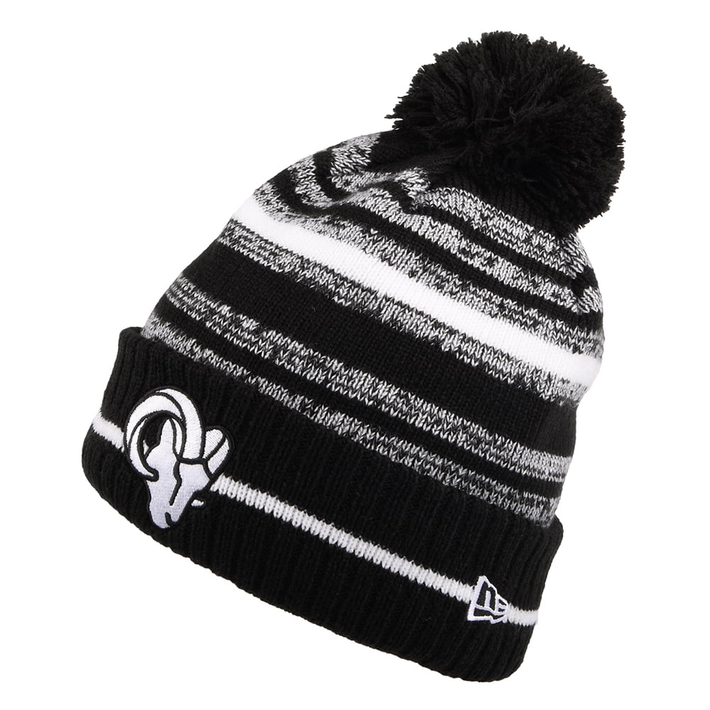Gorro con pompón NFL Sport Knit - Los Angeles Rams de New Era - Negro-Blanco