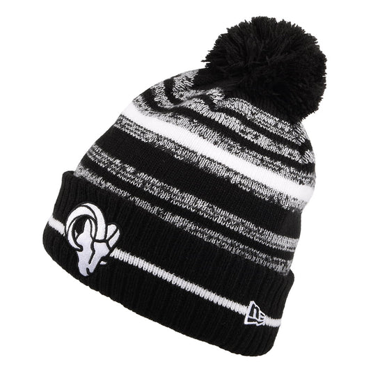 Gorro con pompón NFL Sport Knit - Los Angeles Rams de New Era - Negro-Blanco
