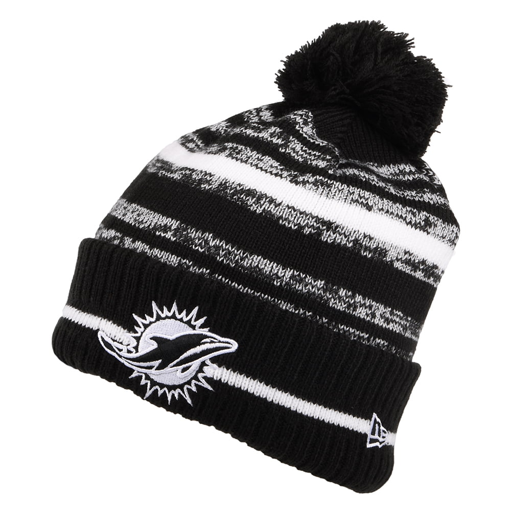 Gorro con pompón NFL Sport Knit - Miami Dolphins de New Era - Negro-Blanco