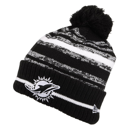 Gorro con pompón NFL Sport Knit - Miami Dolphins de New Era - Negro-Blanco