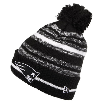 Gorro con pompón NFL Sport Knit - New England Patriots de New Era - Negro-Blanco