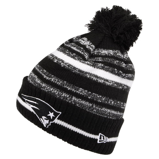 Gorro con pompón NFL Sport Knit - New England Patriots de New Era - Negro-Blanco