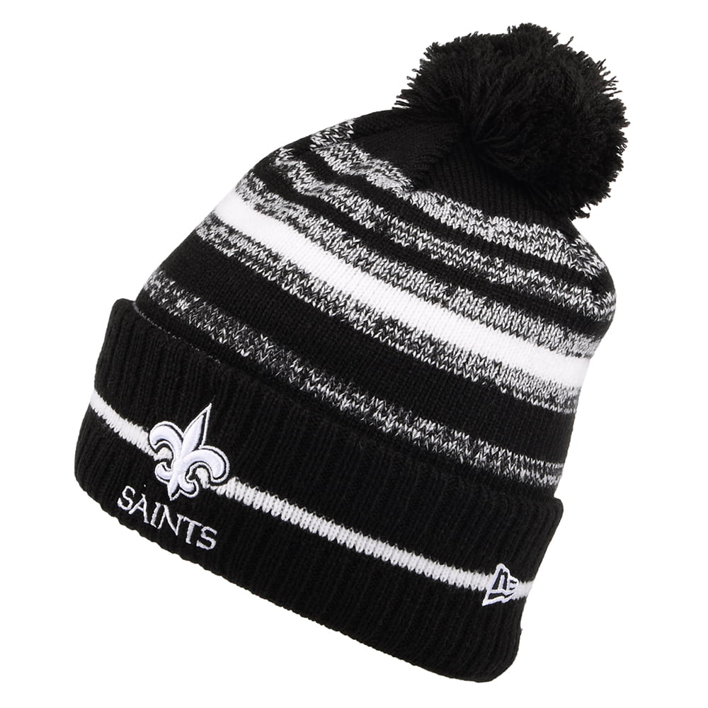 Gorro con pompón NFL Sport Knit - New Orleans Saints de New Era - Negro-Blanco