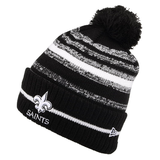 Gorro con pompón NFL Sport Knit - New Orleans Saints de New Era - Negro-Blanco