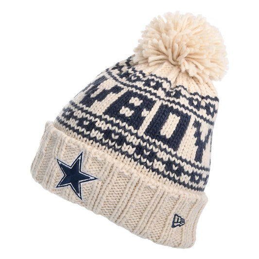 Gorro con pompón mujeres NFL Sport Knit Dallas Cowboys de New Era - Avena