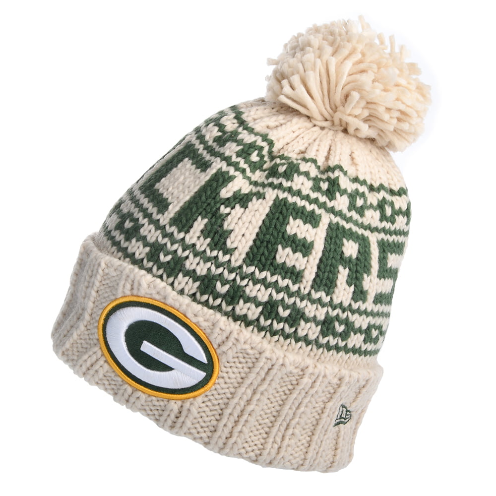 Gorro con pompón mujeres NFL Sport Knit Green Bay Packers de New Era - Avena