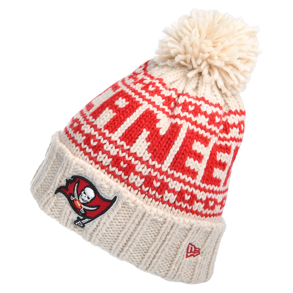 Gorro con pompón mujeres NFL Sport Knit Tampa Bay Buccaneers de New Era - Avena