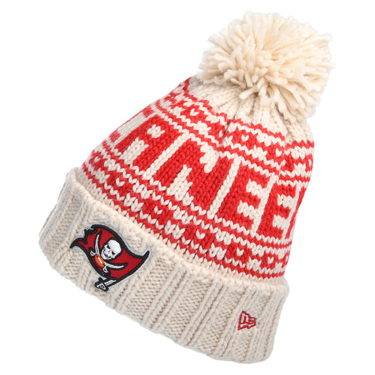 Gorro con pompón mujeres NFL Sport Knit Tampa Bay Buccaneers de New Era - Avena