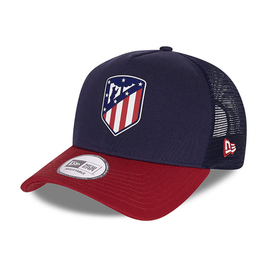 Gorra Trucker 9FORTY Rubber Logo Atletico Madrid de New Era - Azul Marino-Rojo