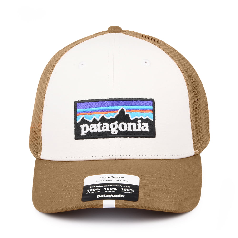Gorra Trucker P-6 Logo LoPro de algodón orgánico de Patagonia - Blanco-Marrón