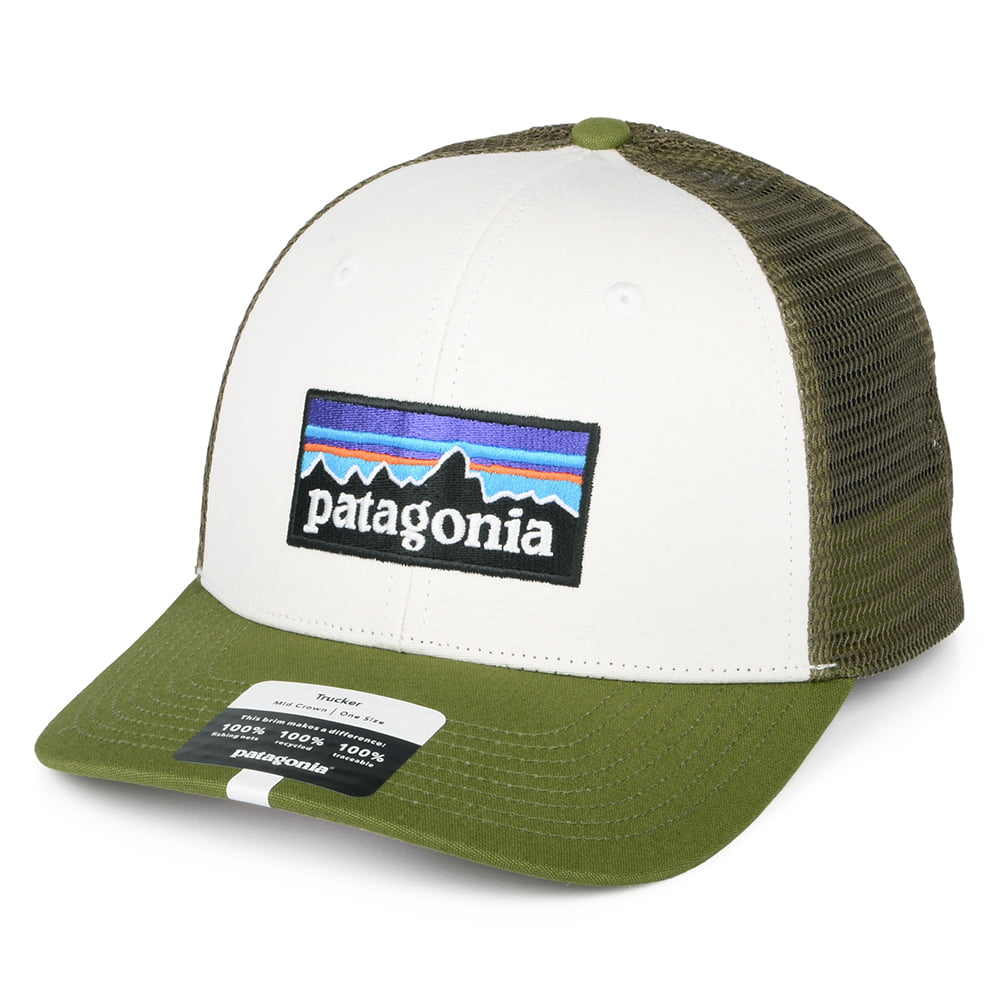 Gorra Trucker P-6 Logo de algodón orgánico de Patagonia - Blanco-Verde