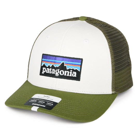 Gorra Trucker P-6 Logo de algodón orgánico de Patagonia - Blanco-Verde