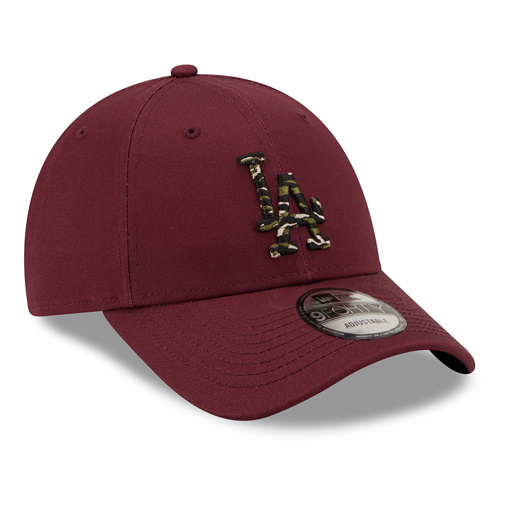 Gorra de béisbol 9FORTY MLB Wild Camo L.A. Dodgers de New Era - Granate