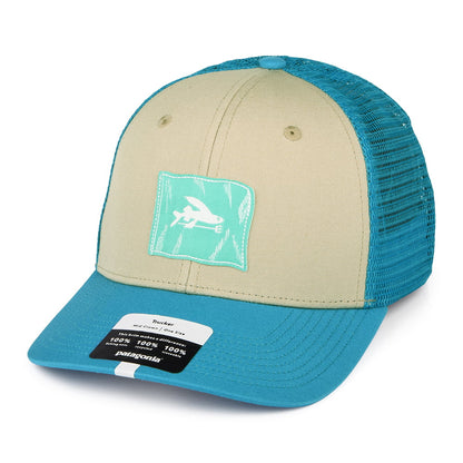 Gorra Trucker Fly The Flag Label de algodón orgánico de Patagonia - Beige Arena-Azul