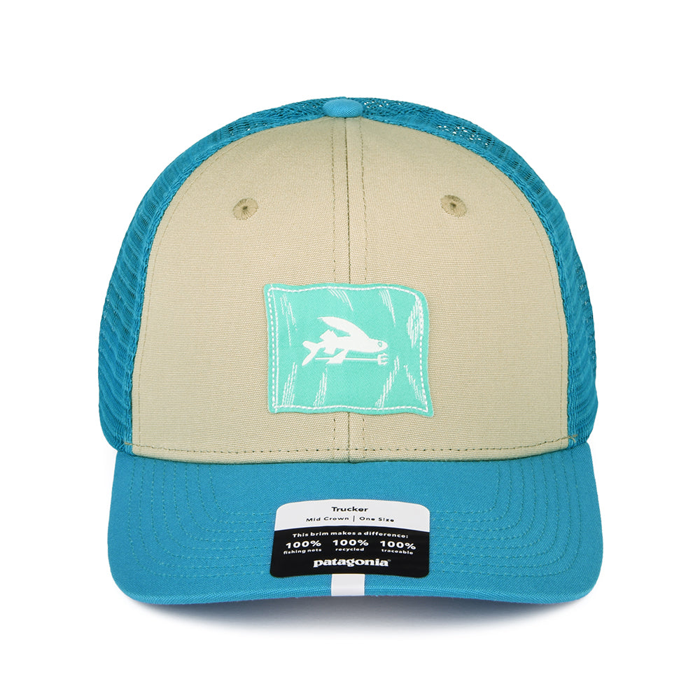 Gorra Trucker Fly The Flag Label de algodón orgánico de Patagonia - Beige Arena-Azul