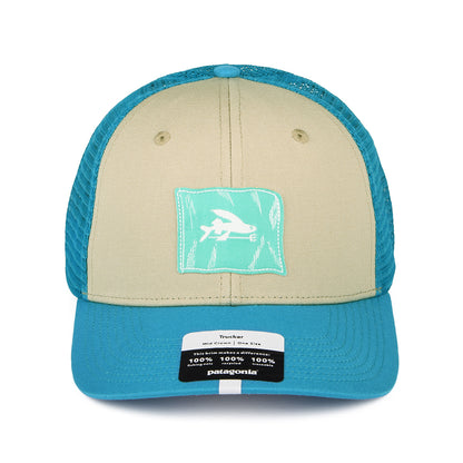 Gorra Trucker Fly The Flag Label de algodón orgánico de Patagonia - Beige Arena-Azul
