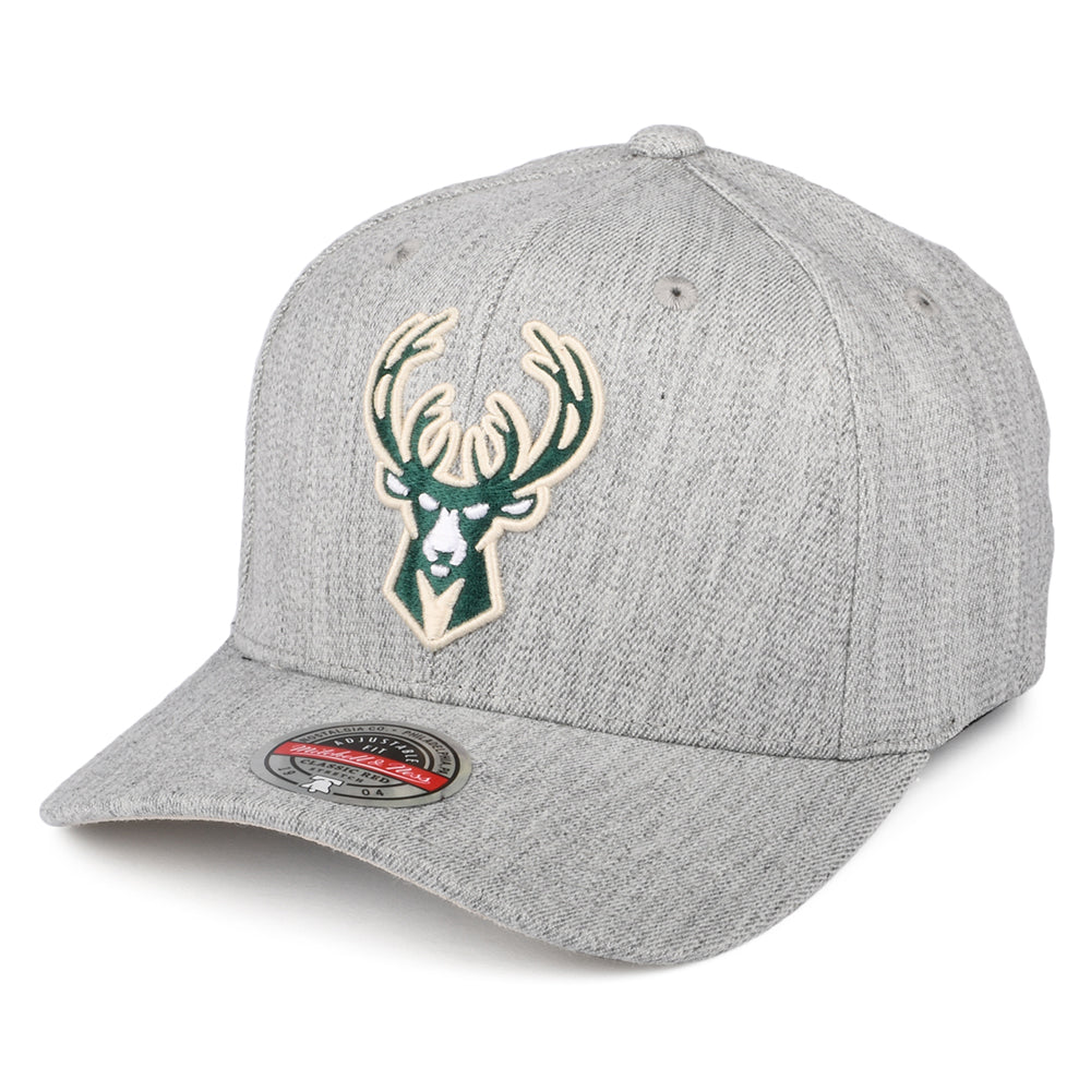 Gorra Snapback NBA Team Heather Stretch Milwaukee Bucks de Mitchell & Ness - Gris Jaspeado