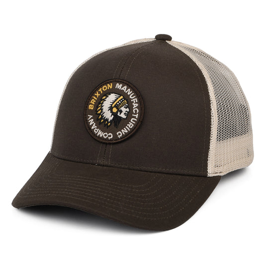 Gorra Trucker Rival Stamp NetPlus MP de Brixton - Marrón-Blanco Roto