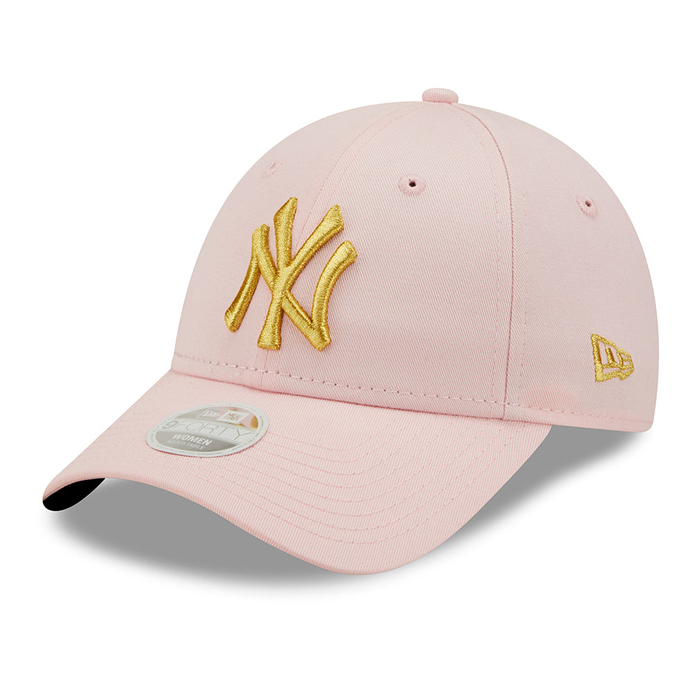 Gorra de béisbol mujeres 9FORTY MLB Metallic Logo New York Yankees de New Era - Rosa-Oro