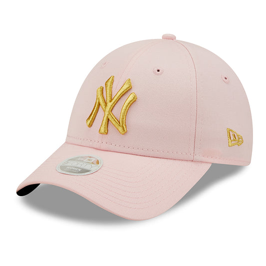 Gorra de béisbol mujeres 9FORTY MLB Metallic Logo New York Yankees de New Era - Rosa-Oro