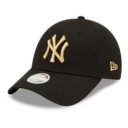 Gorra de béisbol mujeres 9FORTY MLB Metallic Logo New York Yankees de New Era - Negro-Dorado