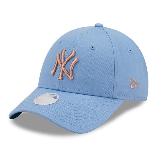 Gorra de béisbol mujeres 9FORTY MLB Metallic Logo New York Yankees de New Era - Azul Claro-Cobrizo