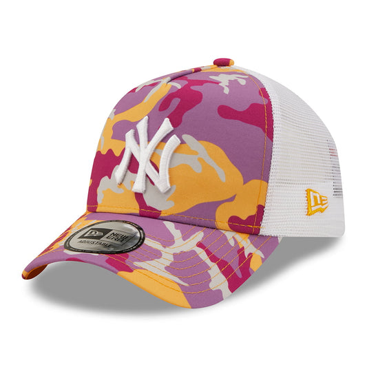 Gorra Trucker A-Frame MLB Camo Pack New York Yankees de New Era - Rosa-Blanco