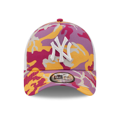 Gorra Trucker A-Frame MLB Camo Pack New York Yankees de New Era - Rosa-Blanco