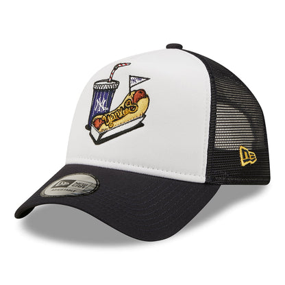 Gorra Trucker A-Frame MLB Stadium Food New York Yankees de New Era - Azul Marino-Blanco