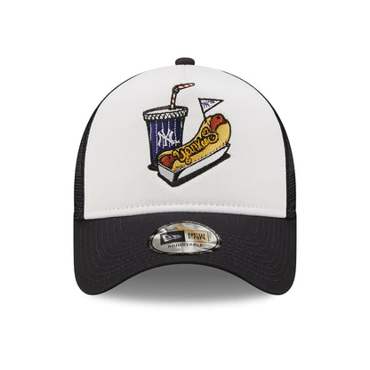 Gorra Trucker A-Frame MLB Stadium Food New York Yankees de New Era - Azul Marino-Blanco