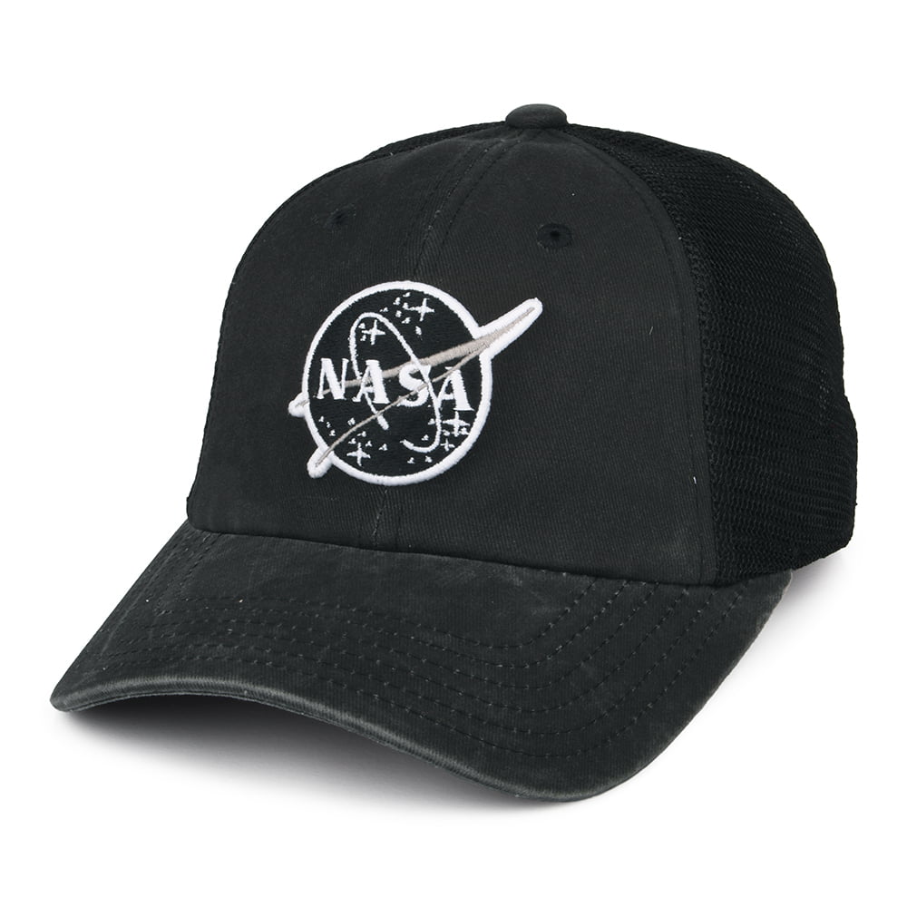 Gorra Trucker Raglan Bones de NASA - Negro Lavado