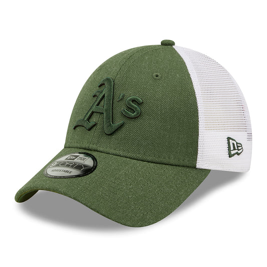 Gorra Trucker 9FORTY MLB Home Field Oakland Athletics de New Era - Verde Oliva Jaspeado