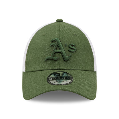 Gorra Trucker 9FORTY MLB Home Field Oakland Athletics de New Era - Verde Oliva Jaspeado