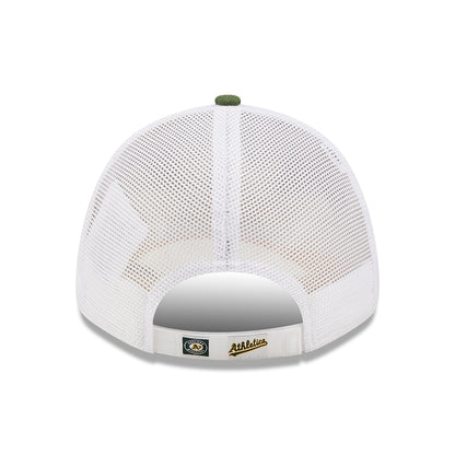 Gorra Trucker 9FORTY MLB Home Field Oakland Athletics de New Era - Verde Oliva Jaspeado