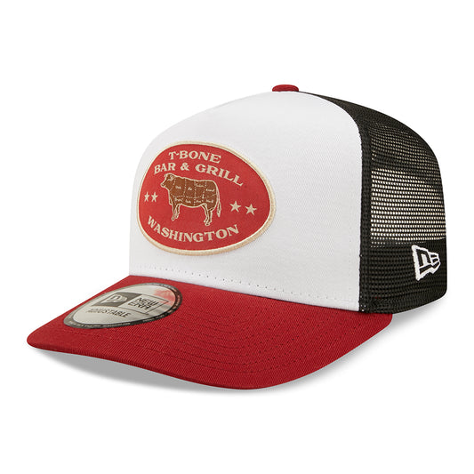 Gorra Trucker 9FORTY A-Frame Food Location Washington de New Era - Blanco-Vino