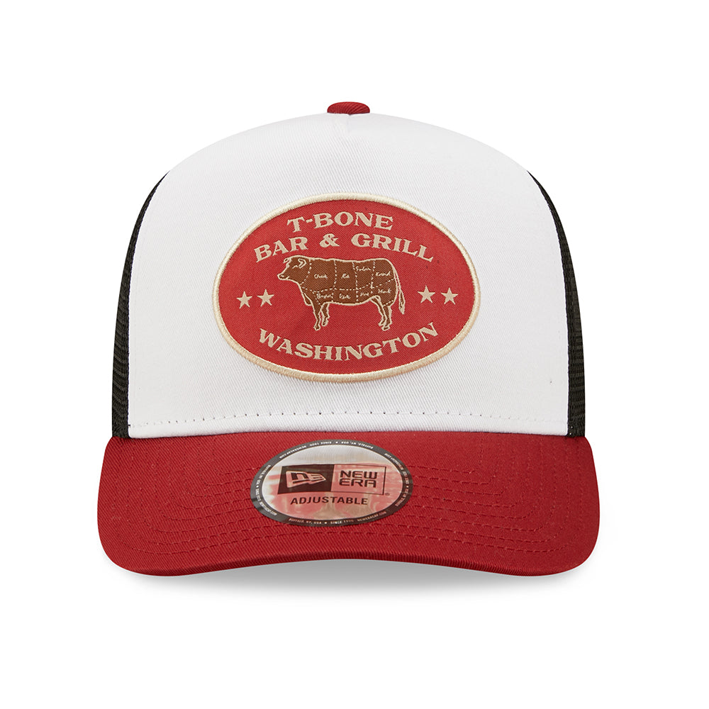 Gorra Trucker 9FORTY A-Frame Food Location Washington de New Era - Blanco-Vino