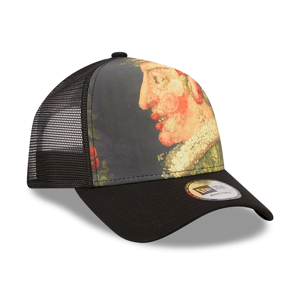 Gorra Trucker 9FORTY A-Frame Le Louvre AOP Four Seasons de New Era - Negro