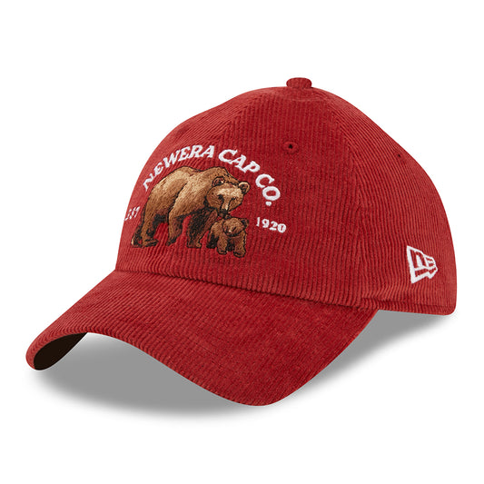 Gorra de béisbol 9TWENTY de pana Wildlife Casual Classic Bear de New Era - Vino