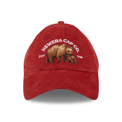 Gorra de béisbol 9TWENTY de pana Wildlife Casual Classic Bear de New Era - Vino