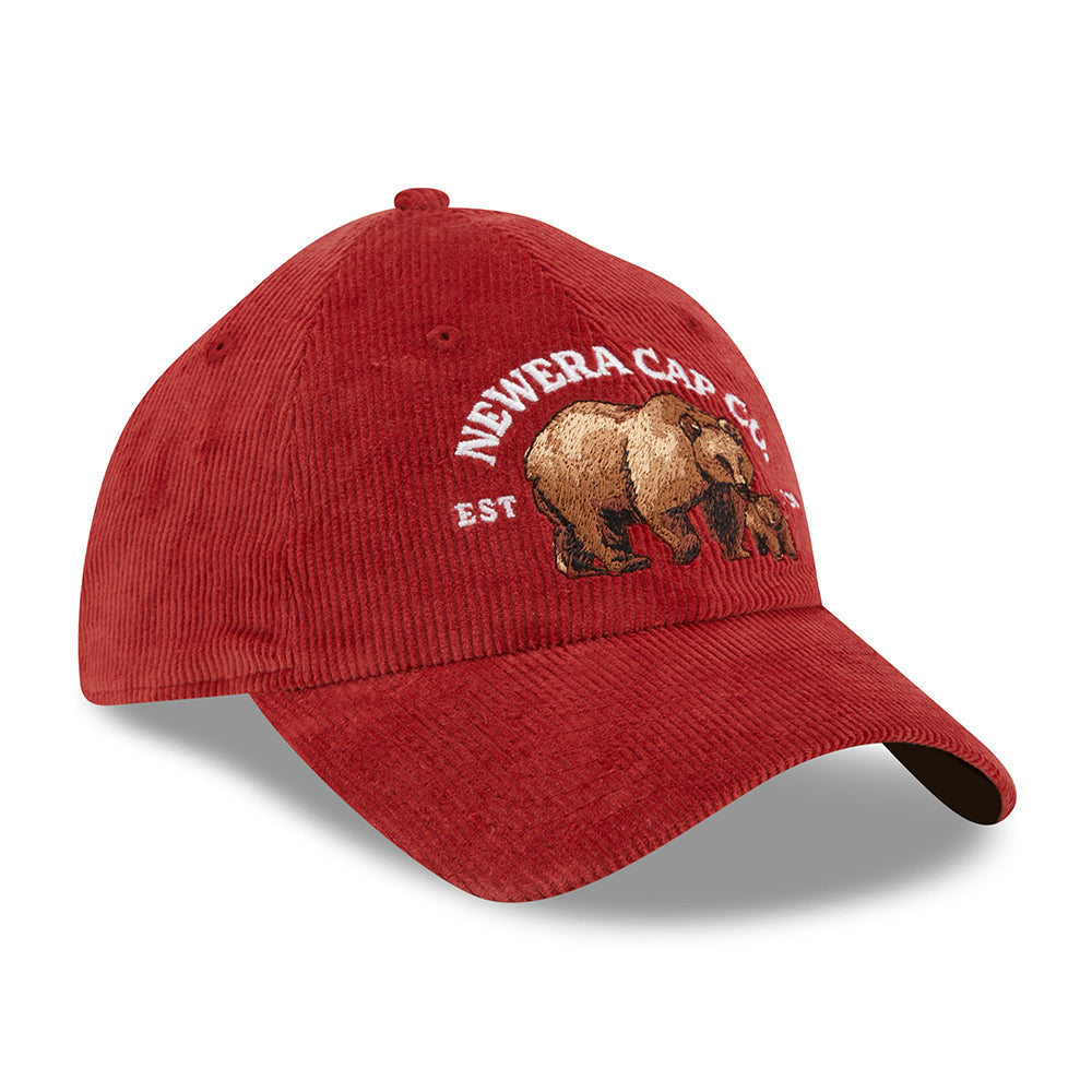 Gorra de béisbol 9TWENTY de pana Wildlife Casual Classic Bear de New Era - Vino