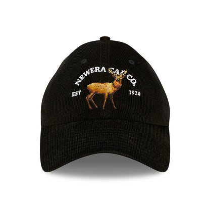Gorra de béisbol 9TWENTY de pana Wildlife Casual Classic Deer de New Era - Negro