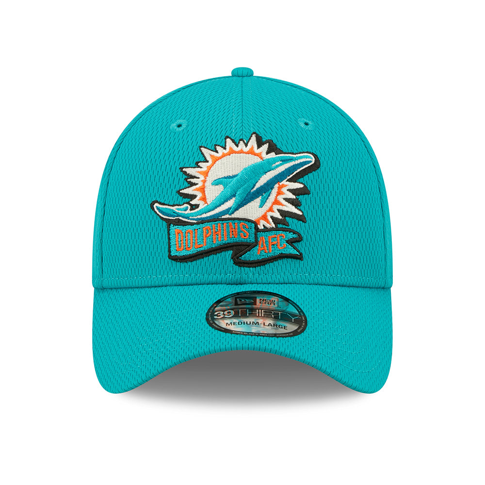 Gorra de béisbol 39THIRTY NFL Sideline On Field Miami Dolphins de New Era - Verde Azulado