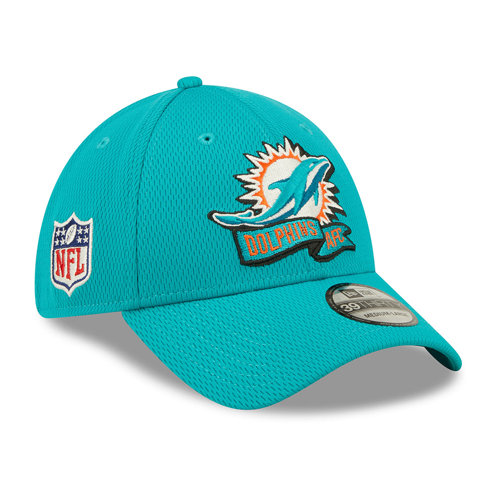 Gorra de béisbol 39THIRTY NFL Sideline On Field Miami Dolphins de New Era - Verde Azulado